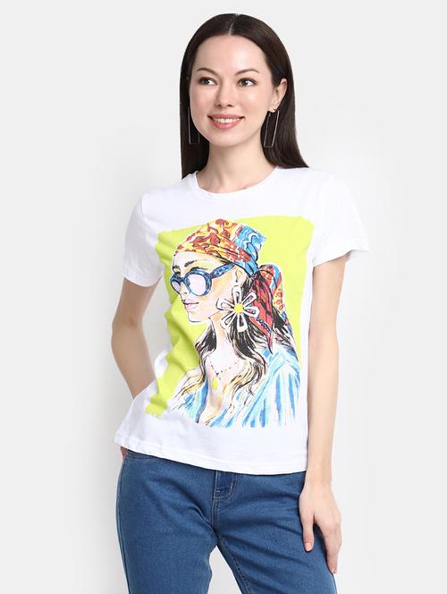 women's front print crew neck t-shirt - 20156082 -  Standard Image - 0
