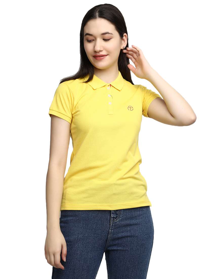 yellow solid polo t-shirt 