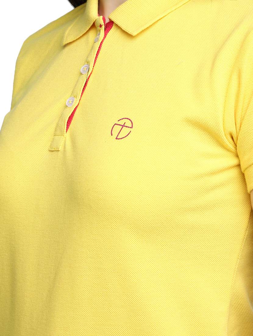 yellow solid polo t-shirt  - 20156121 -  Standard Image - 5