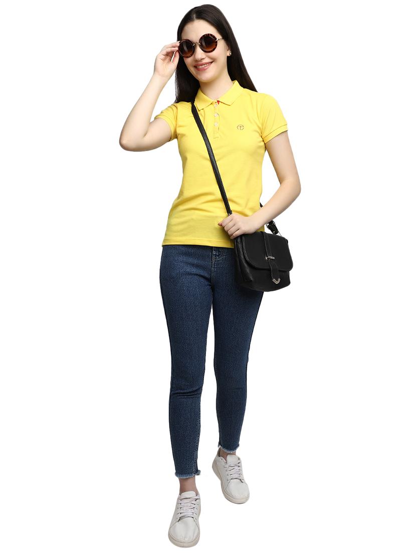 women's plain polo neck t-shirt - 20156123 - Standard Image - 3