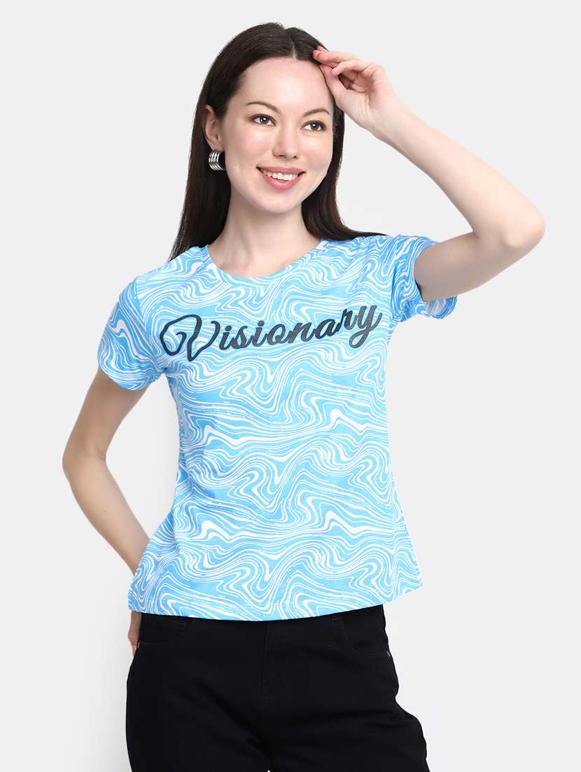women's all over print round neck t-shirt