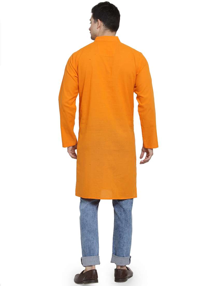orange cotton long kurta - 20156410 - Standard Image - 3