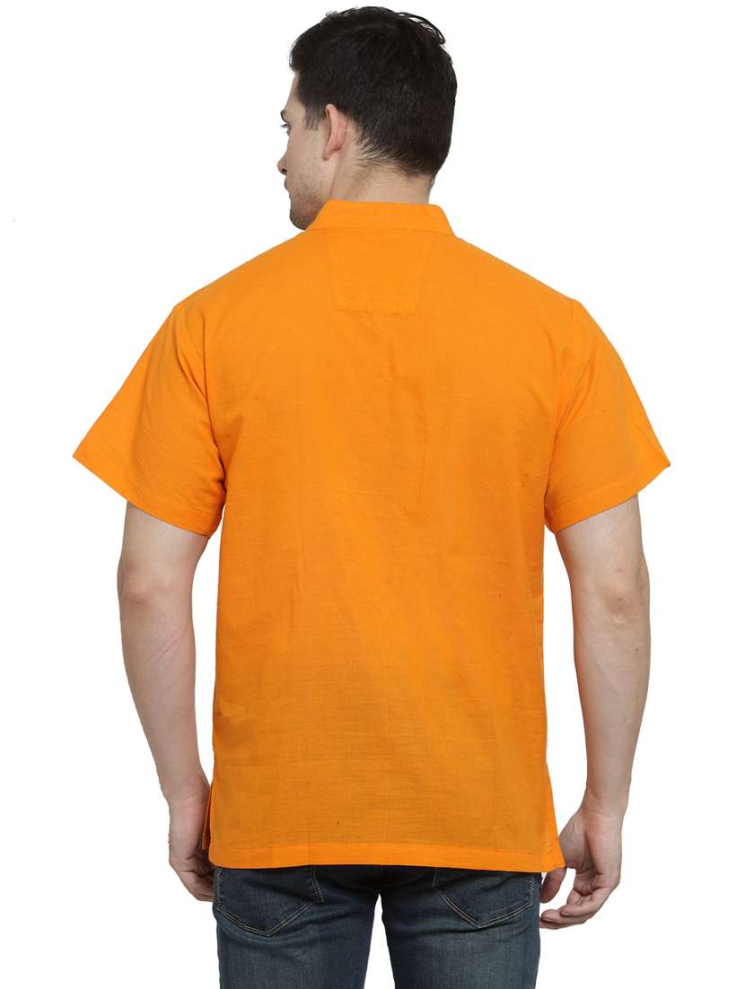 orange cotton short kurta - 20156411 -  Standard Image - 3