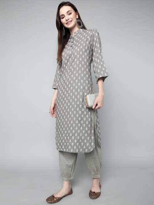 women floral mandarin neck kurta salwar set - 20158068 - Standard Image - 0
