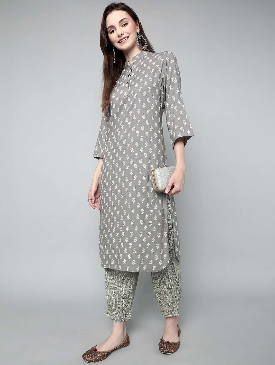 women floral mandarin neck kurta salwar set - 20158068 - Zoom Image - 0