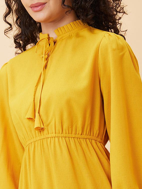 women yellow polyester fit & flare dress - 20158127 - Standard Image - 5
