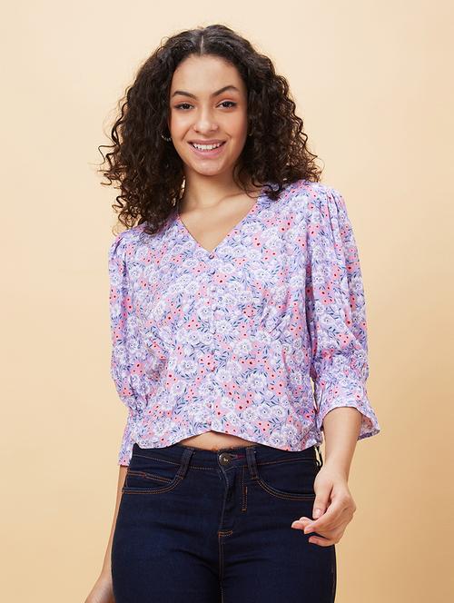 women lavender viscose regular top - 20158142 -  Standard Image - 0