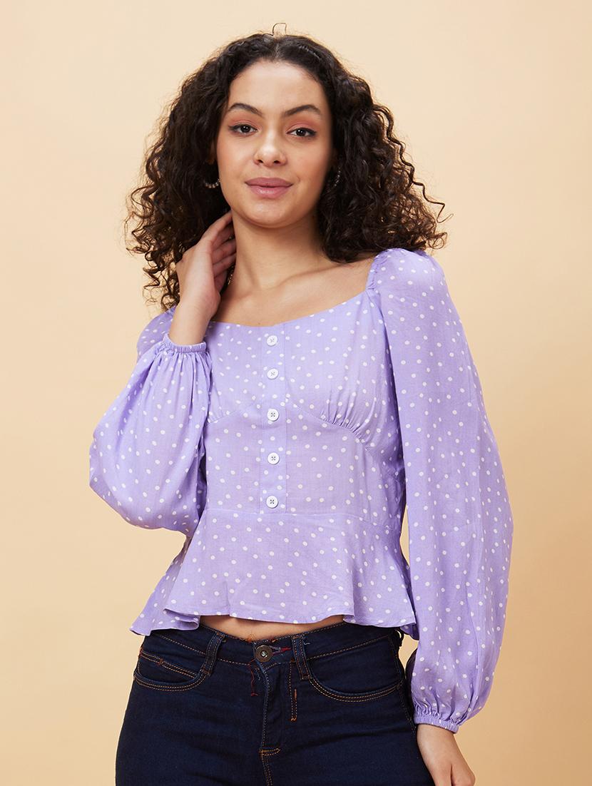 women lavender viscose regular top - 20158146 -  Zoom Image - 0
