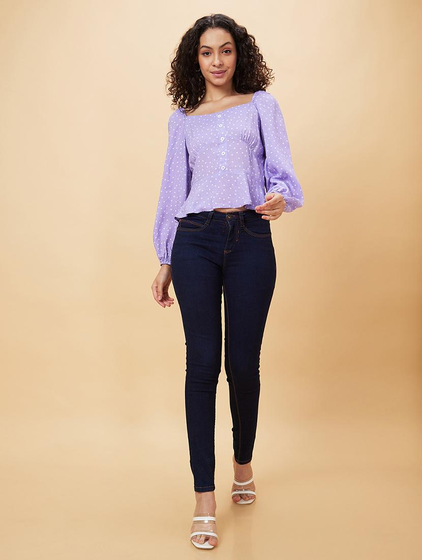 women lavender viscose regular top - 20158146 - Standard Image - 3