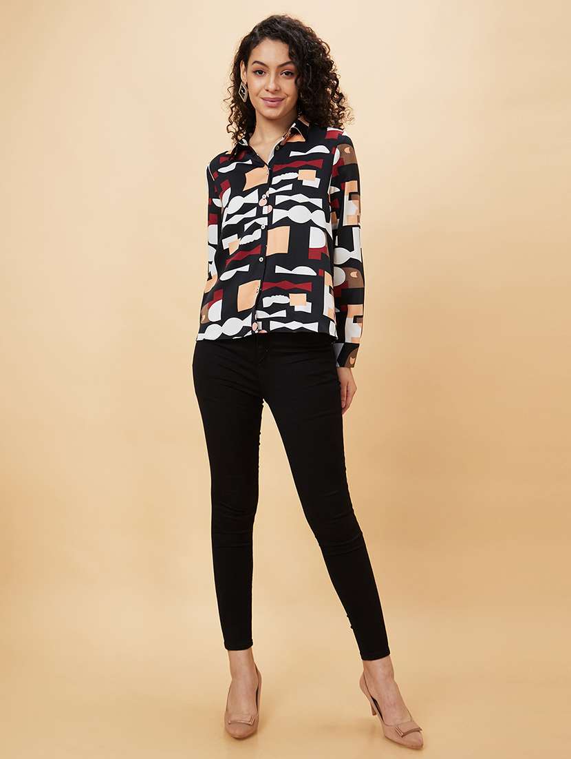 women black polyester regular shirt - 20158155 -  Standard Image - 3