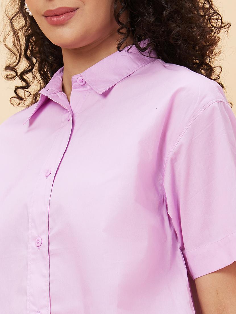 women lavender cotton regular top - 20158168 - Standard Image - 5