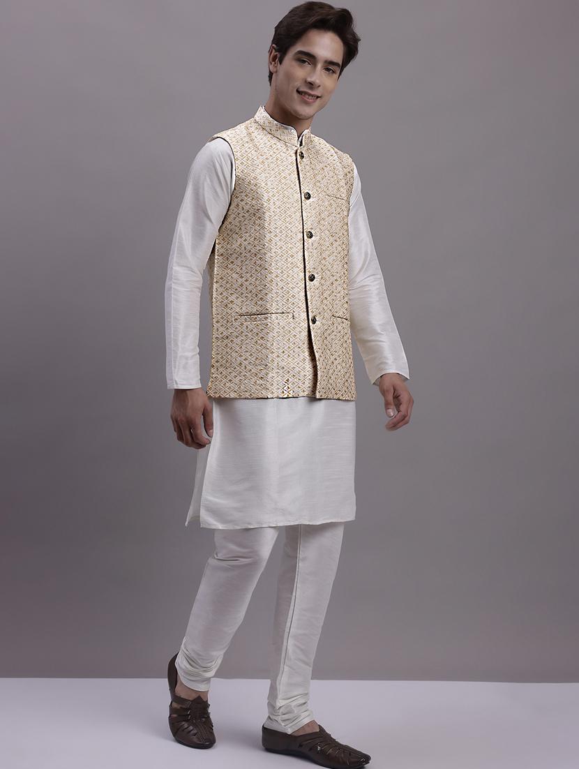self design kurta pyjama set with jacket - 20158224 - Standard Image - 3