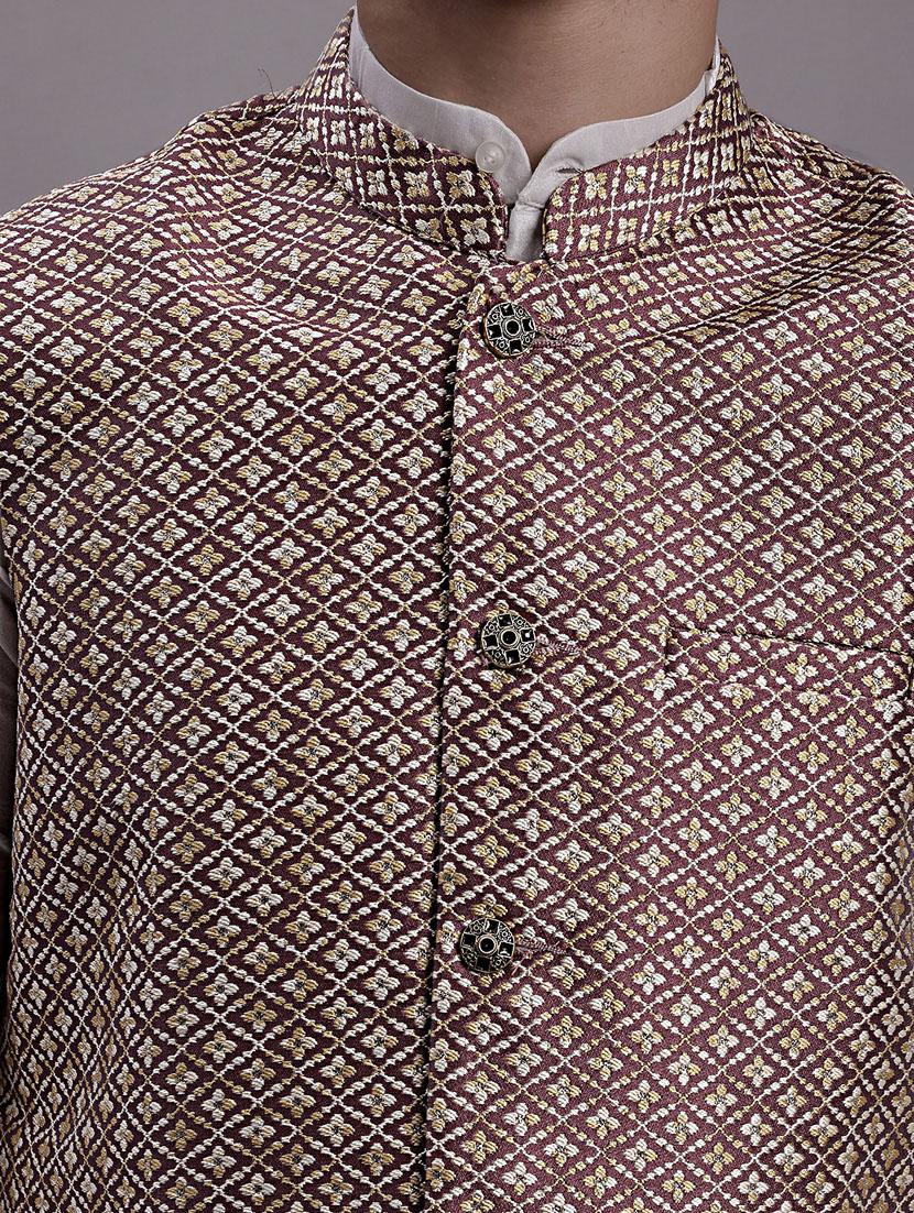 men's self design silk kurta pyjama with jacket - 20158227 - Standard Image - 5