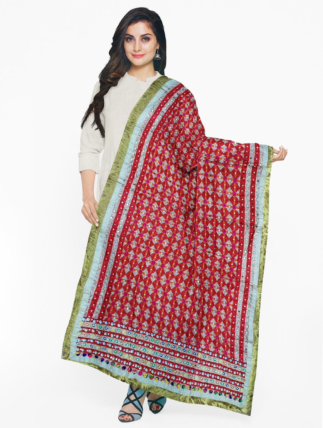 self design phulkari dupatta - 20158828 - Standard Image - 3