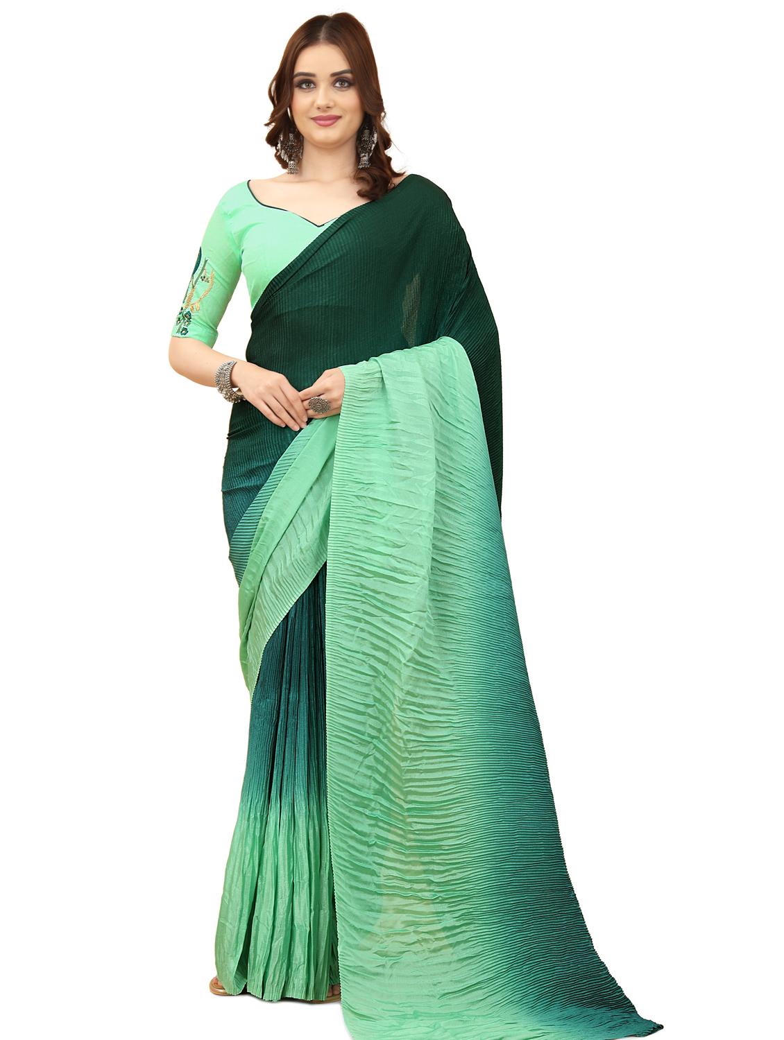 green ombre saree with blouse - 20159071 - Zoom Image - 0