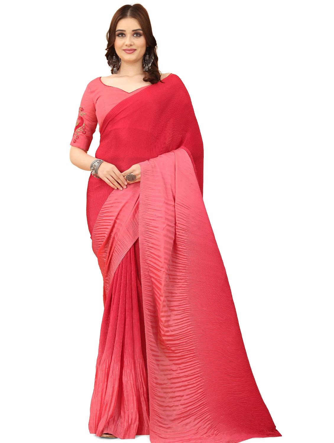 pink ombre saree with blouse - 20159073 - Zoom Image - 0