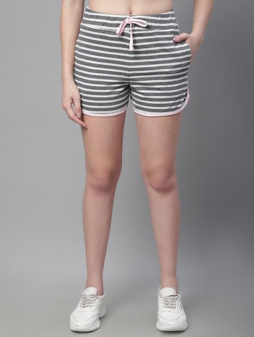 grey striped mid rise regular fit short - 20159096 -  Standard Image - 0