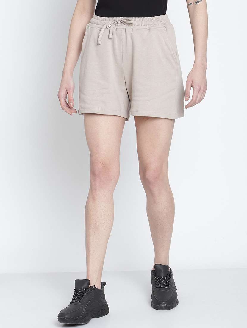 mid rise solid regular shorts