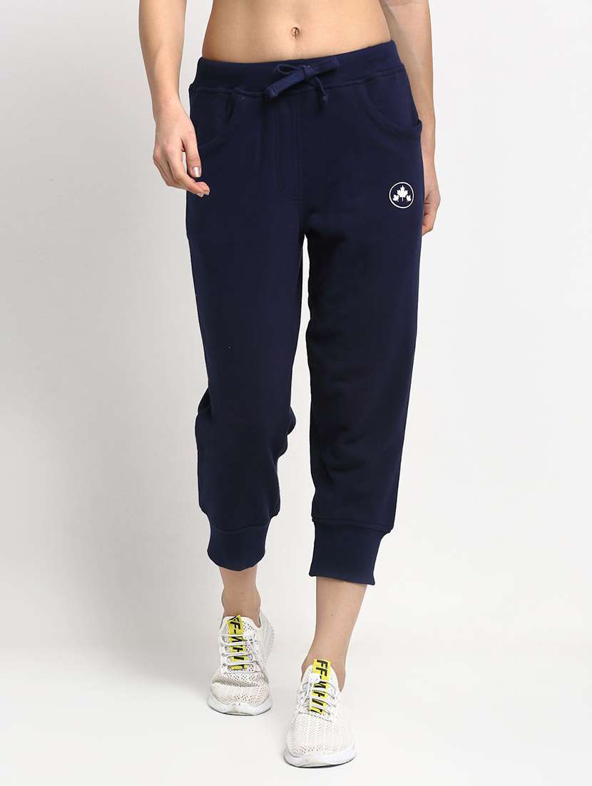 navy blue solid mid rise relaxed fit jogger