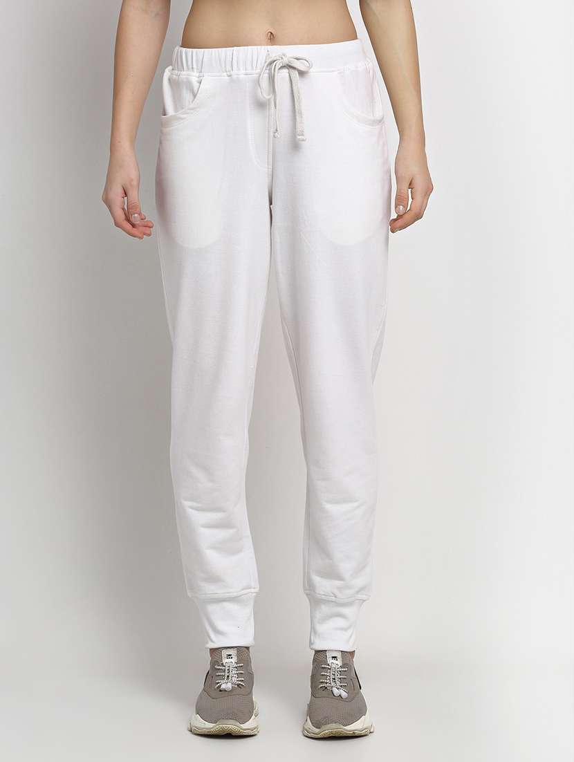 white cotton jogger track pant