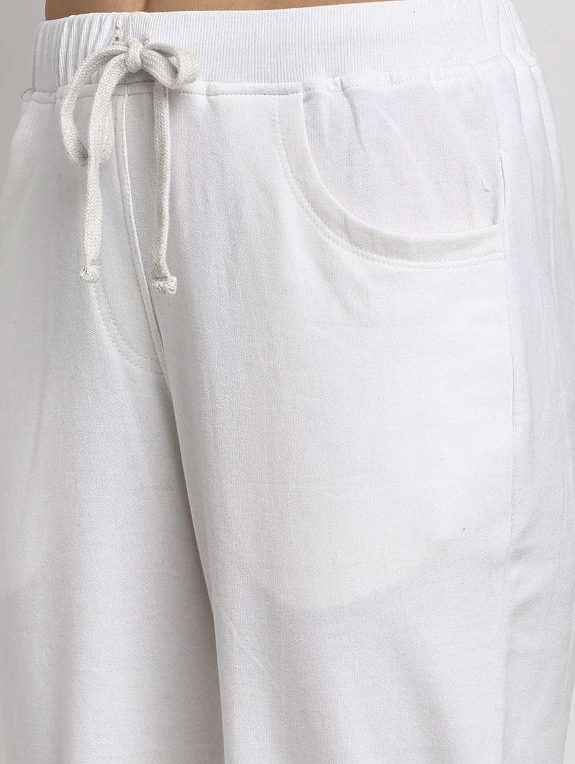 white cotton jogger track pant - 20159292 -  Standard Image - 3