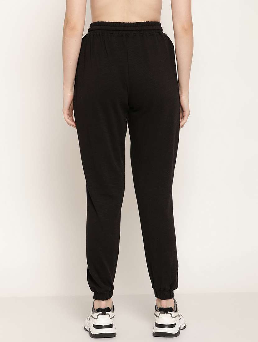 black solid high rise relaxed fit jogger - 20159312 -  Standard Image - 3