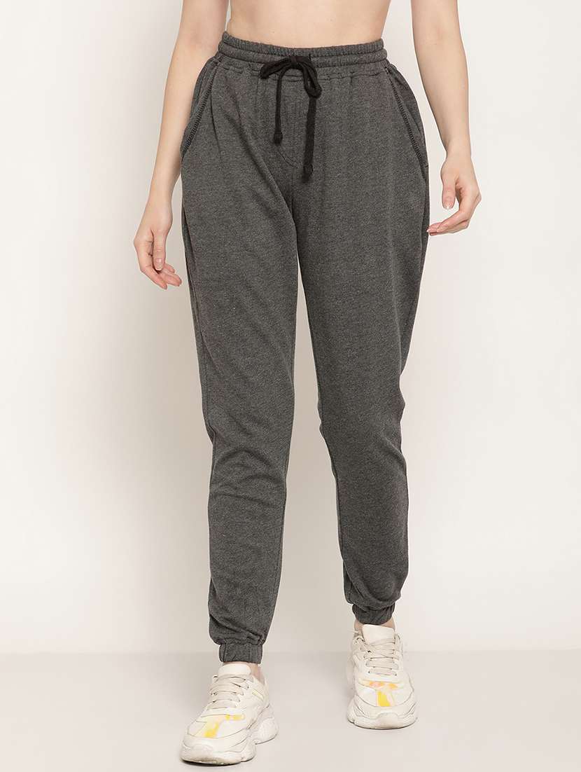 grey solid high rise relaxed fit jogger
