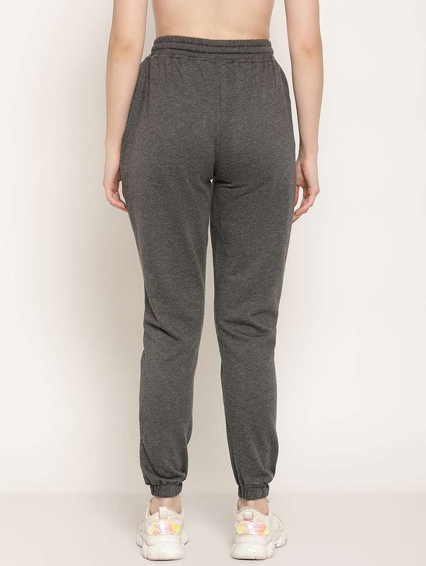 grey solid high rise relaxed fit jogger - 20159316 -  Standard Image - 3