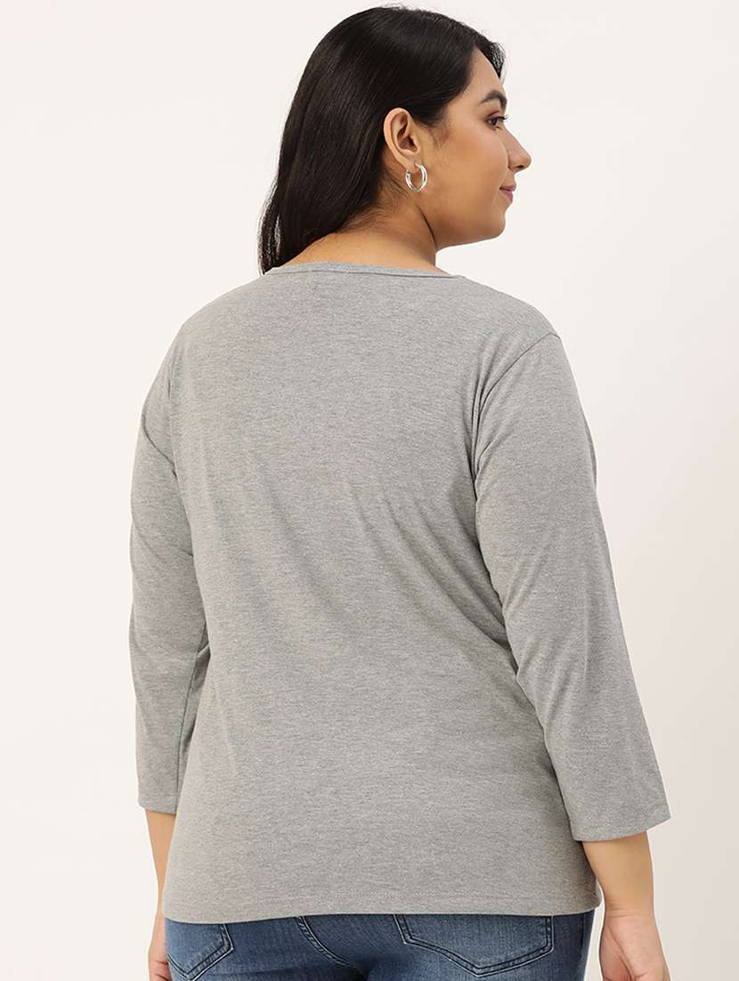 women's plain round neck t-shirt - 20159359 -  Standard Image - 3