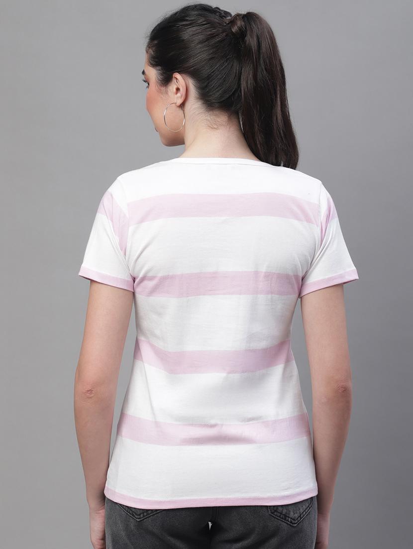 women's striped v neck t-shirt - 20159369 - Standard Image - 3