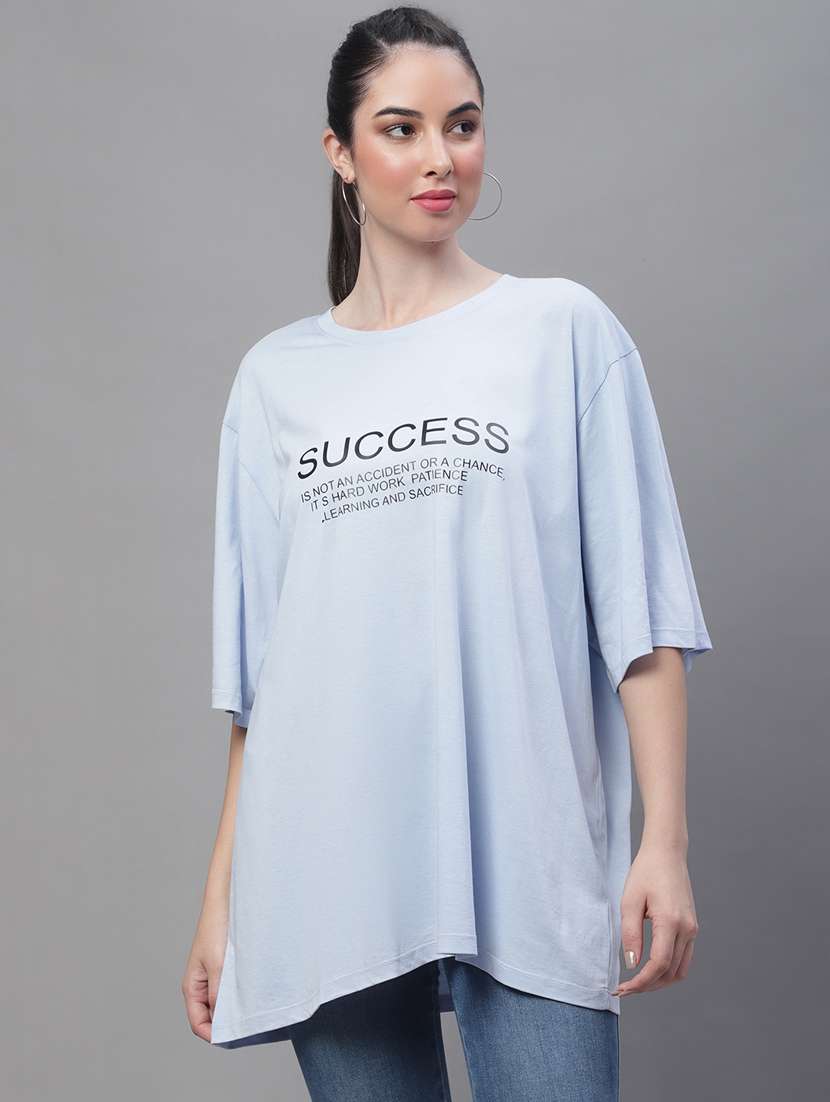 women's chest print round neck t-shirt