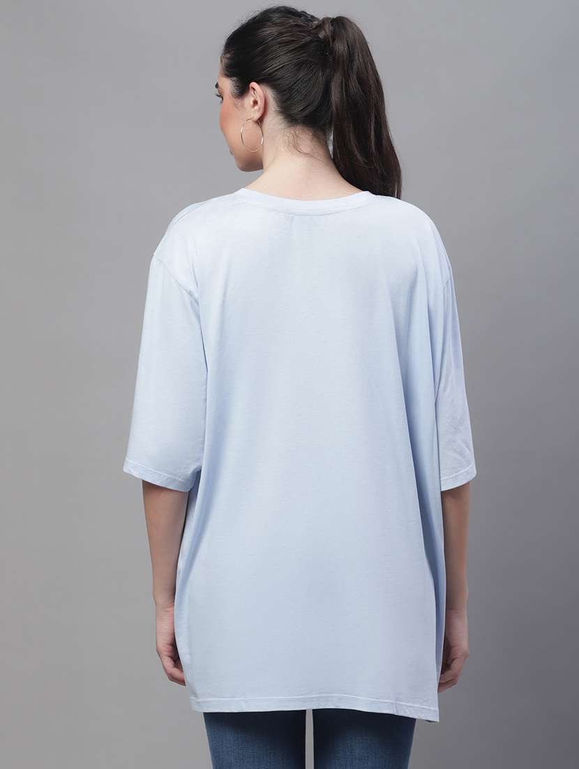 women's chest print round neck t-shirt - 20159370 -  Standard Image - 3