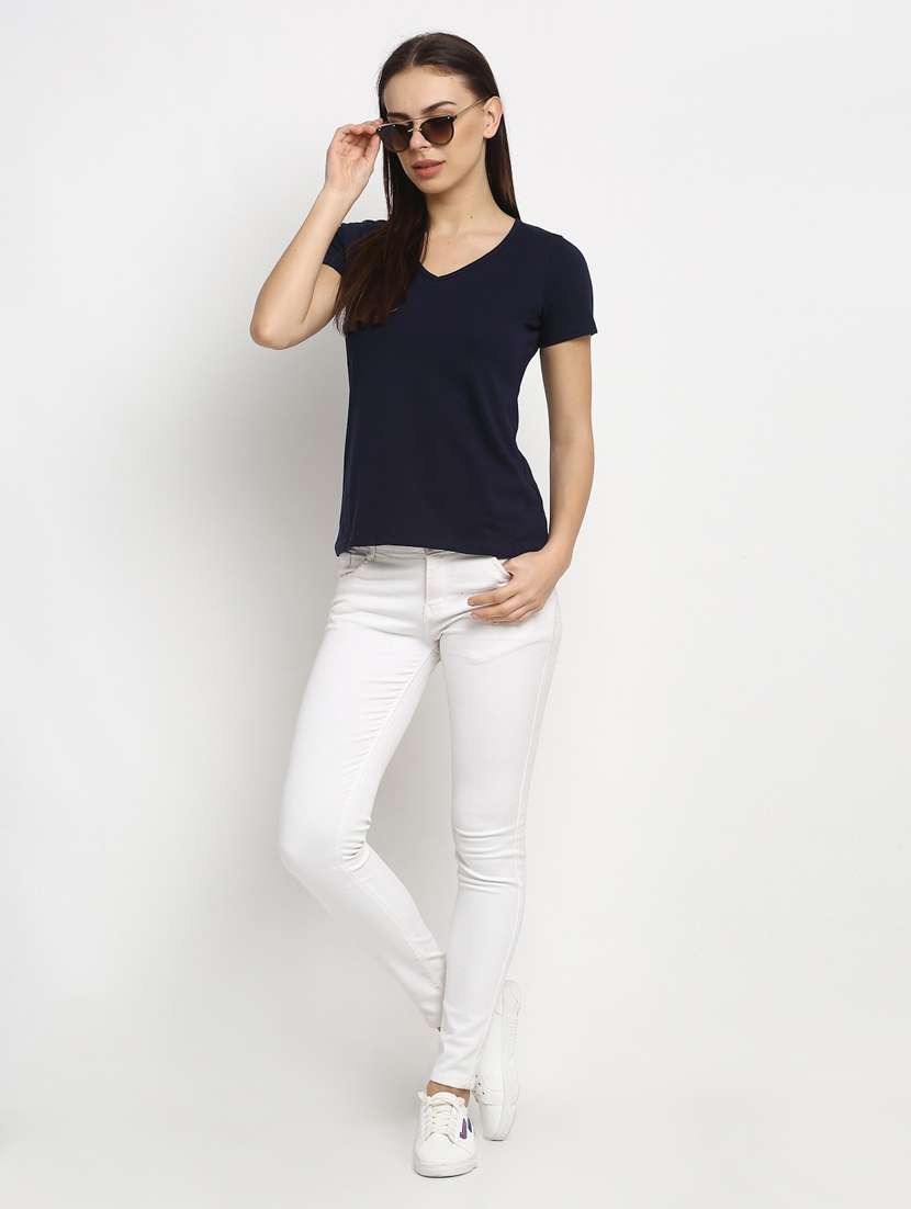 women's plain v neck t-shirt - 20159403 -  Standard Image - 3