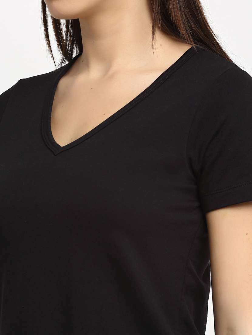 women's plain v neck t-shirt - 20159404 -  Standard Image - 5