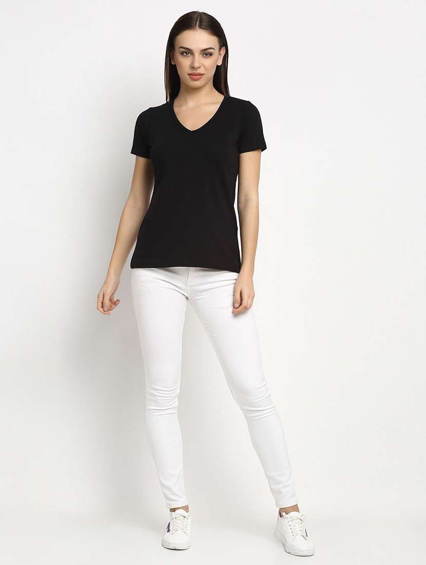 women's plain v neck t-shirt - 20159404 -  Standard Image - 5