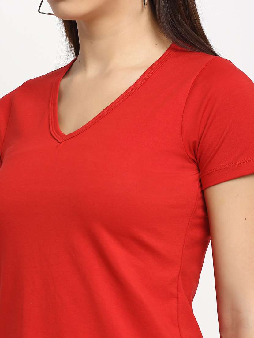 women's plain v neck t-shirt - 20159417 -  Standard Image - 5