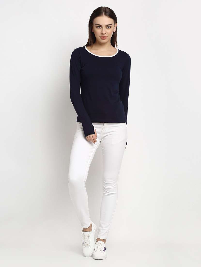 women's plain round neck t-shirt - 20159418 -  Standard Image - 3