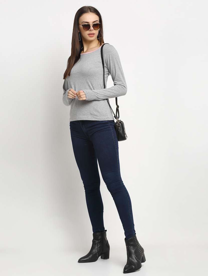 women's plain round neck t-shirt - 20159419 -  Standard Image - 3