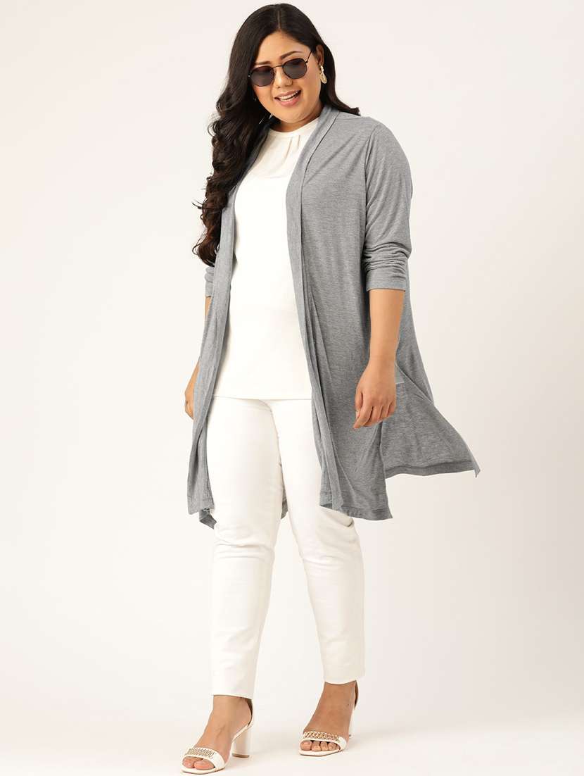 grey cotton shrug - 20159434 -  Standard Image - 3