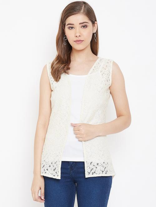 white self design regular shrug - 20159439 - Standard Image - 0