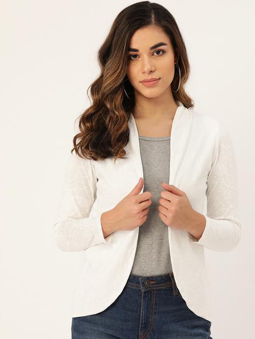 off white cotton blend shrug - 20159443 - Standard Image - 0