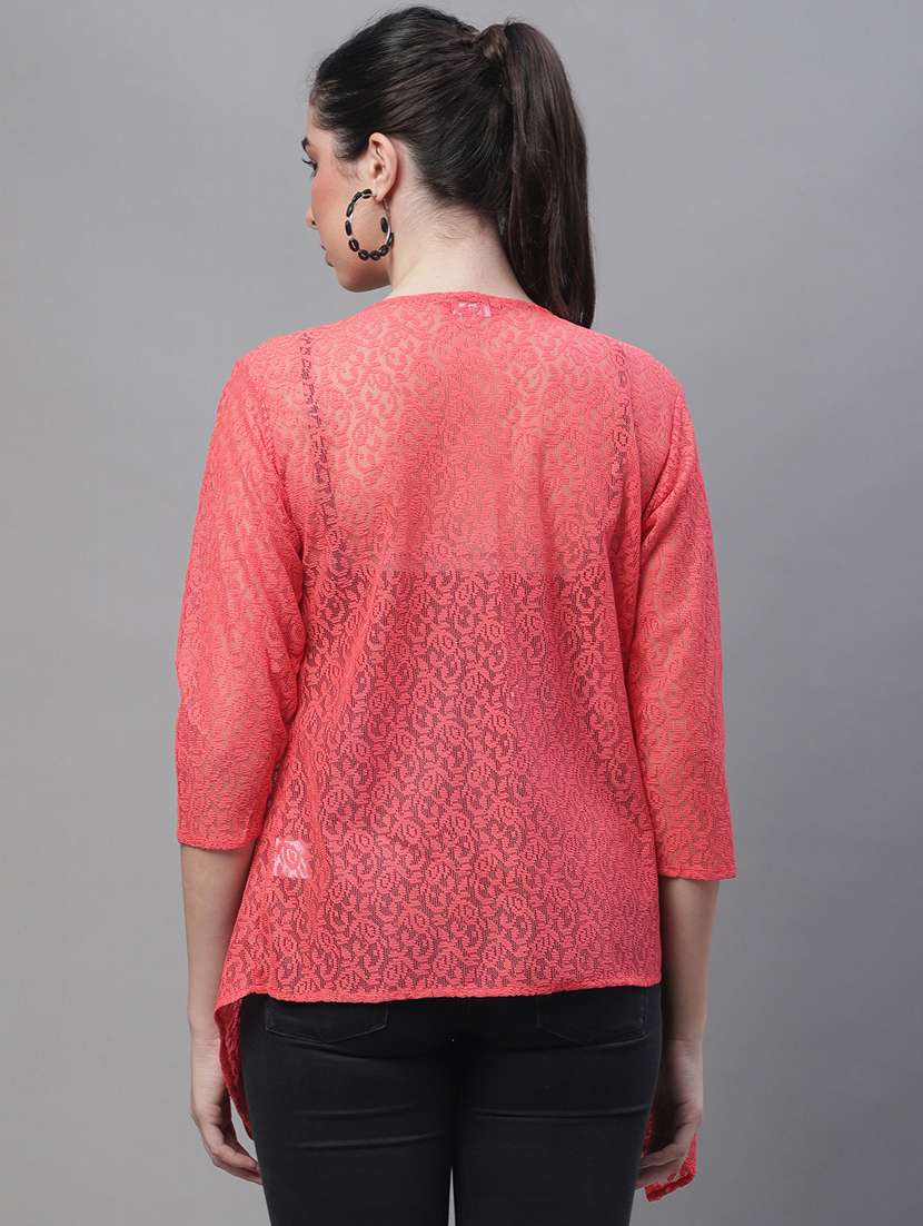 red cotton blend shrug - 20159481 -  Standard Image - 3