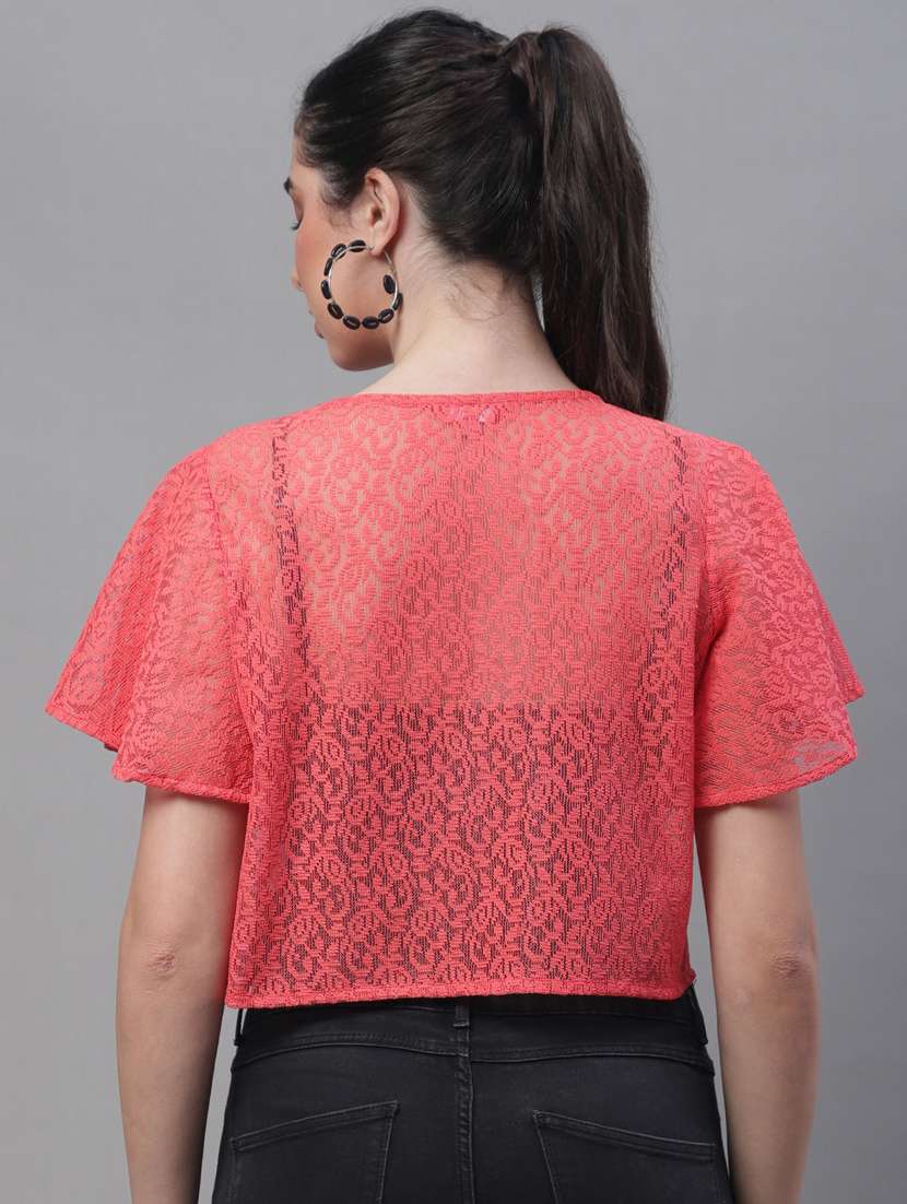 red cotton blend shrug - 20159483 -  Standard Image - 3