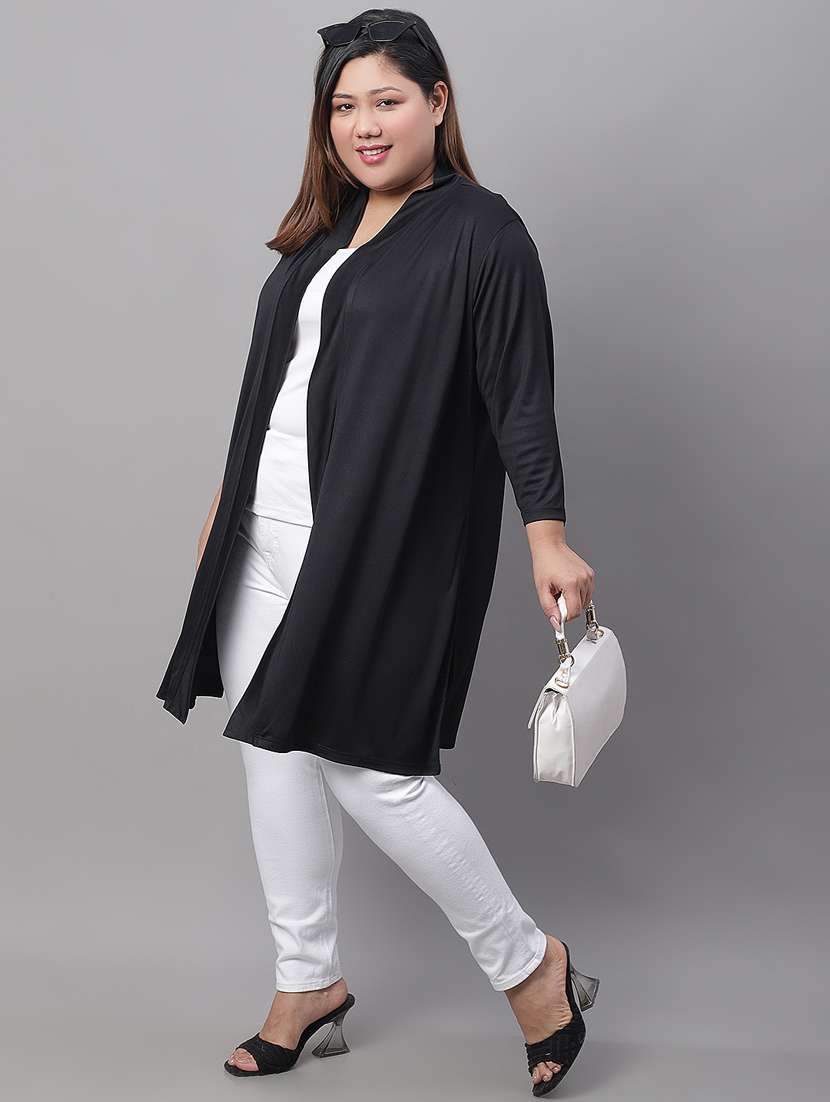 black cotton blend shrug - 20159493 -  Standard Image - 3