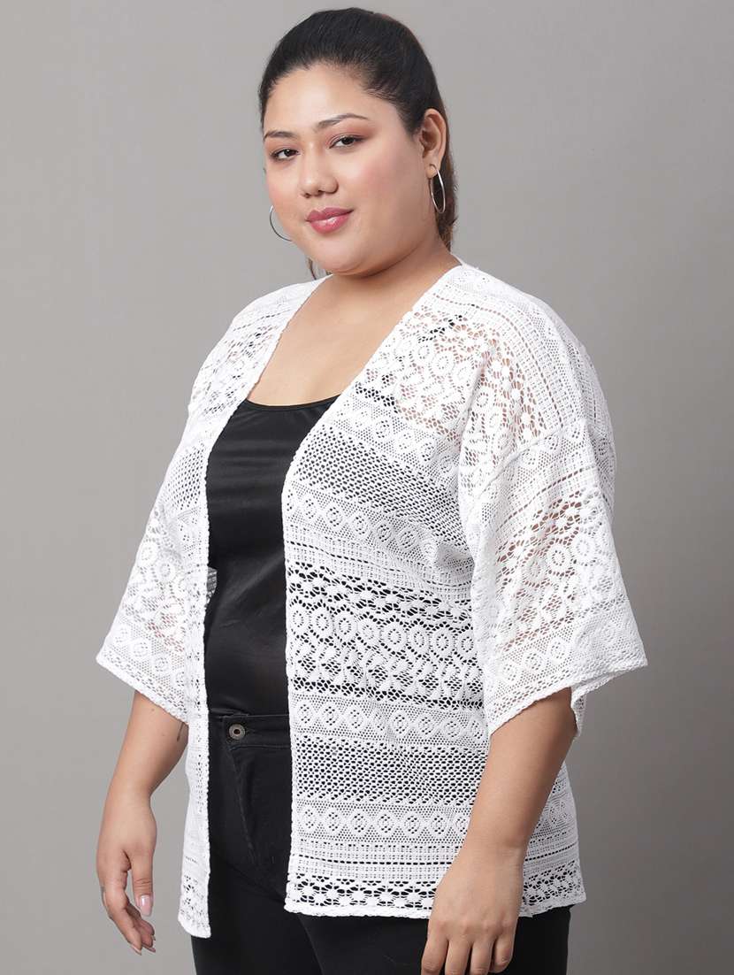 Buy online White Cotton Blend Shrug from Capes Shrugs for Women