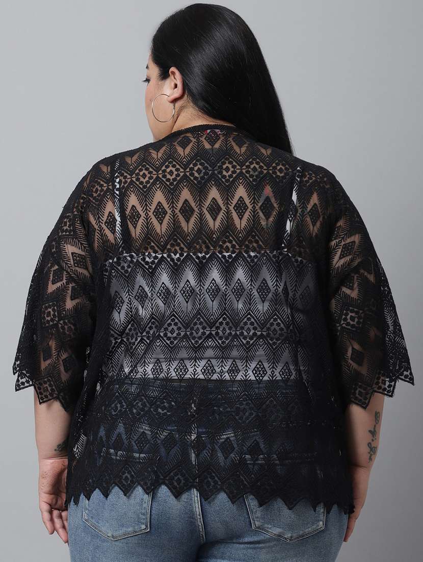 black cotton shrug - 20159498 -  Standard Image - 3