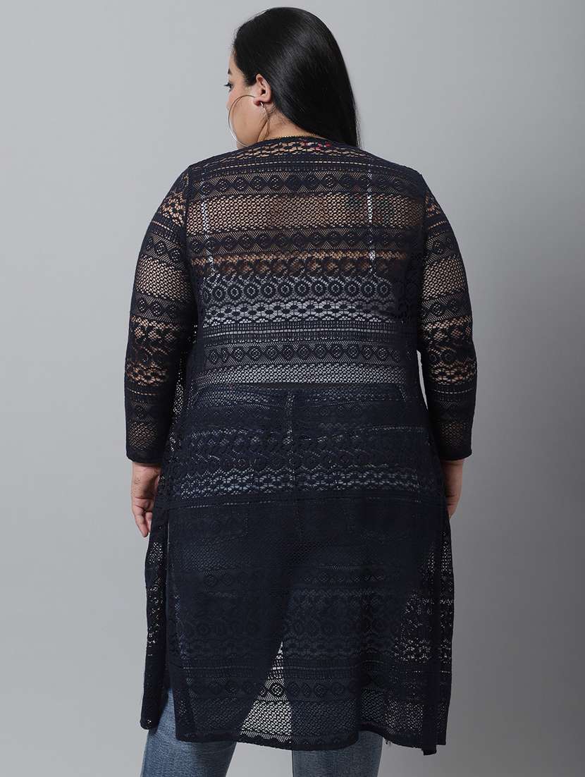 blue cotton shrug - 20159501 -  Standard Image - 3