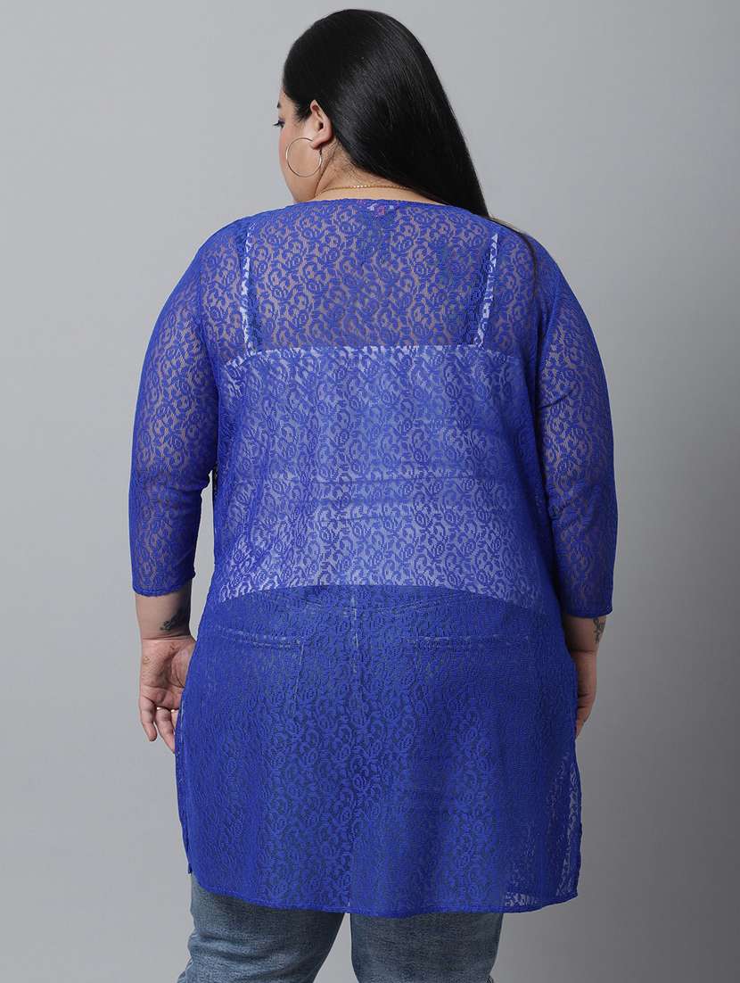 blue cotton shrug - 20159503 -  Standard Image - 3