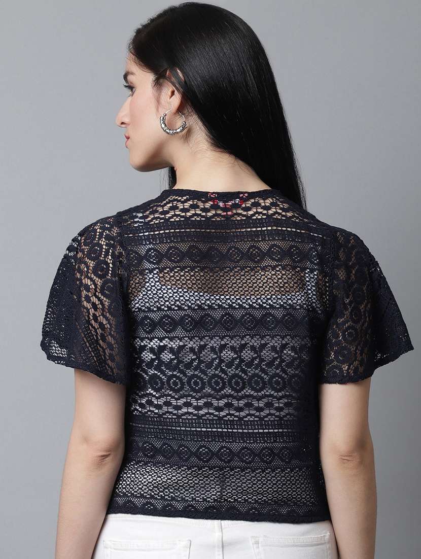 black cotton shrug - 20159509 -  Standard Image - 3