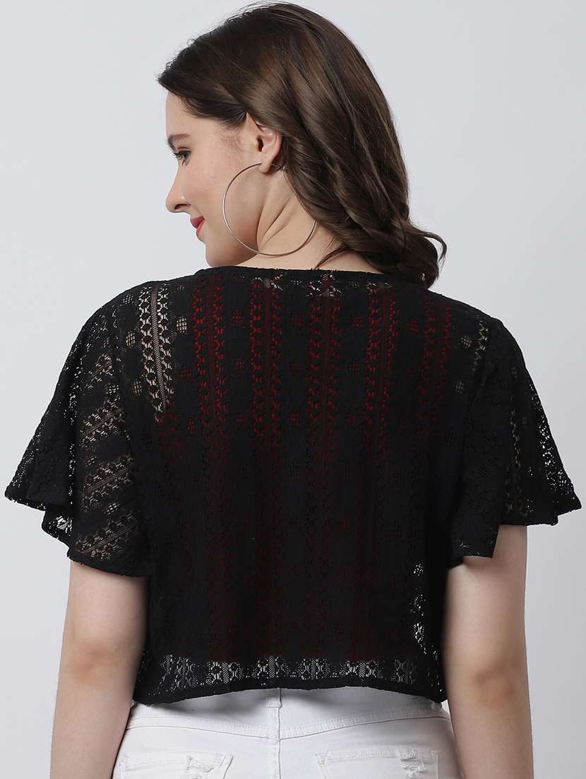 black cotton shrug - 20159513 -  Standard Image - 3